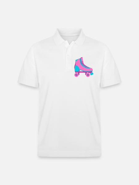 Rollschuh Rollschuhfahren Roller Derby 80er - Stanley/Stella Unisex Bio-Poloshirt PREPSTER - Weiß