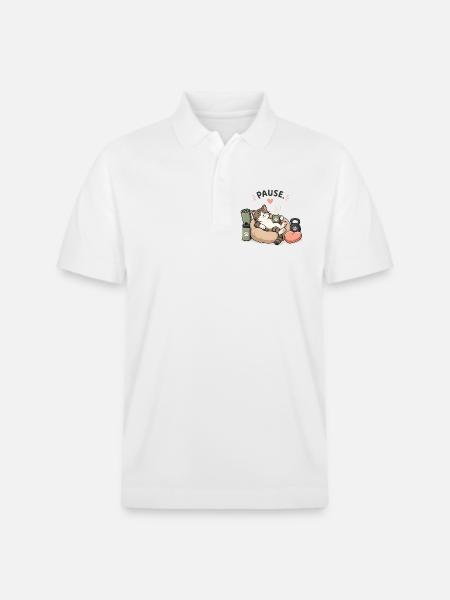Katzenpause: Kaffeepause im Körbchen - Stanley/Stella Unisex Bio-Poloshirt PREPSTER - Weiß