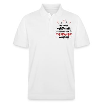 Tiefbauer Spruch Beruf Lustiges Tiefbauer Geschenk - Stanley/Stella Unisex Bio-Poloshirt PREPSTER - Weiß - Vorne - Roxy (174cm) & Andy (188cm)
