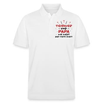 Tiefbauer Spruch Beruf Lustiges Tiefbauer Geschenk - Stanley/Stella Unisex Bio-Poloshirt PREPSTER - Weiß - Vorne - Roxy (174cm) & Andy (188cm)