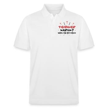 Tiefbauer Spruch Beruf Lustiges Tiefbauer Geschenk - Stanley/Stella Unisex Bio-Poloshirt PREPSTER - Weiß - Vorne - Roxy (174cm) & Andy (188cm)