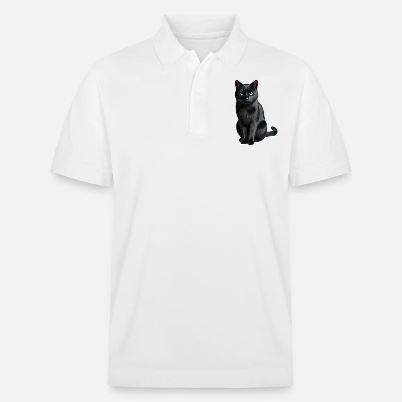 Schwarze Katze - Stanley/Stella Unisex Bio-Poloshirt PREPSTER - Weiß