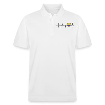 Kolumbien Herzschlag Kolumbianer - Stanley/Stella Unisex Bio-Poloshirt PREPSTER - Weiß - Vorne - Roxy (174cm) & Andy (188cm)