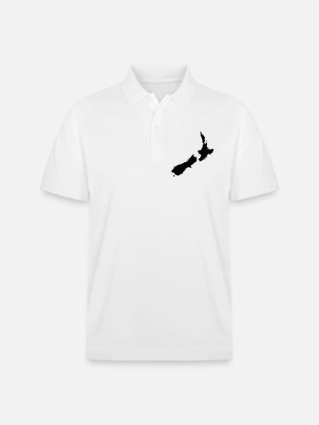 new zealand map - Stanley/Stella Unisex Organic Polo Shirt PREPSTER - white