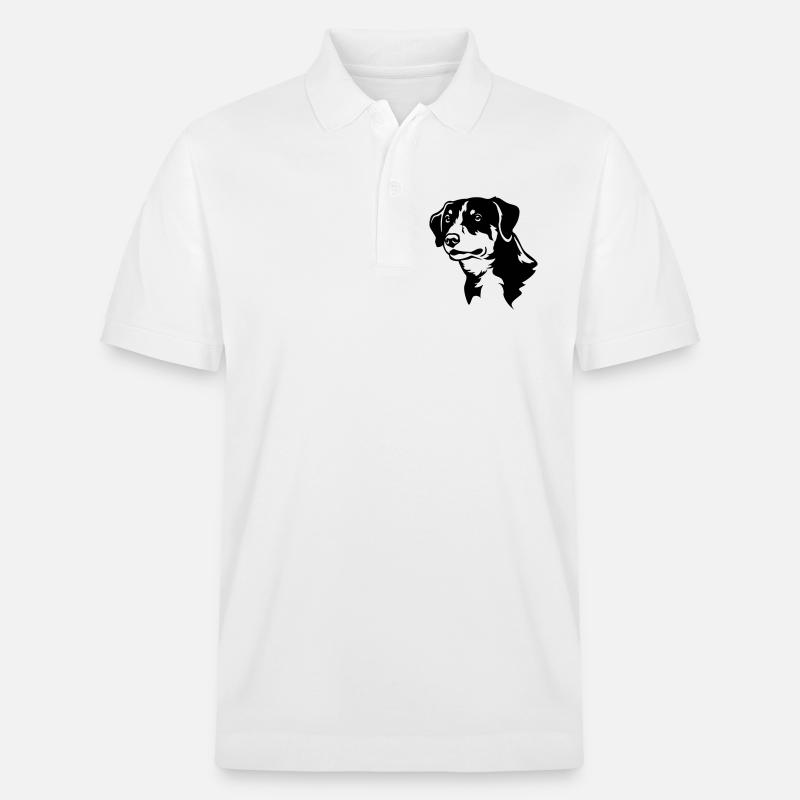 Entlebucher Sennenhund Kopf "Black Edition" - Stanley/Stella Unisex Bio-Poloshirt PREPSTER - Weiß