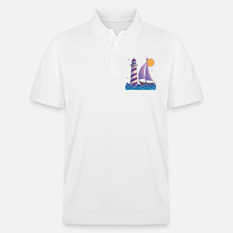 Phare avec bateau - Polo PREPSTER bio Stanley/Stella Unisexe - blanc