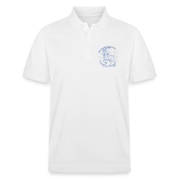 Steinbock Sternzeichen Geschenk – Erde & Sterne Design - Stanley/Stella Unisex Bio-Poloshirt PREPSTER - Weiß - Vorne - Roxy (174cm) & Andy (188cm)