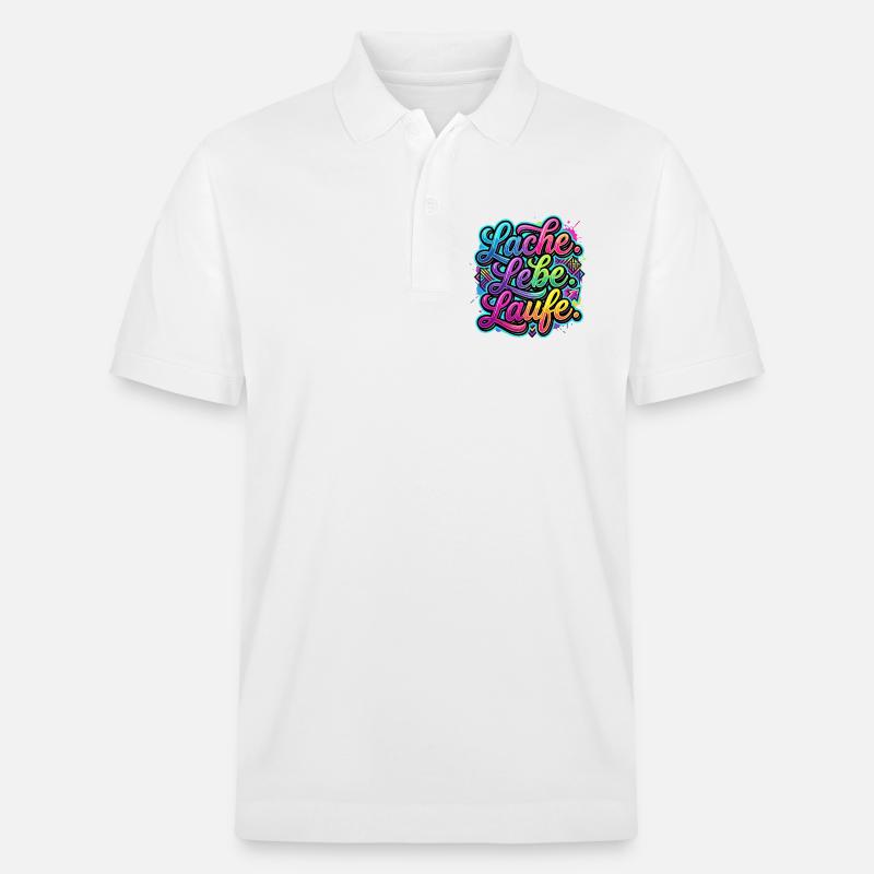 Laugh Live Run Graffiti - Polo PREPSTER bio Stanley/Stella Unisexe - blanc