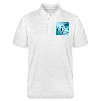 With GOD all things are possible - Stanley/Stella Unisex Organic Polo Shirt PREPSTER - heather white - Front - Roxy (174cm) & Andy (188cm)