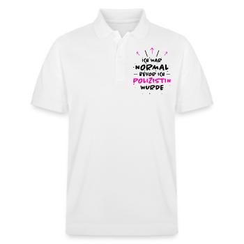 Polizistin Spruch Polizei Witz Polizistin Geschenk - Stanley/Stella Unisex Bio-Poloshirt PREPSTER - Weiß - Vorne - Roxy (174cm) & Andy (188cm)