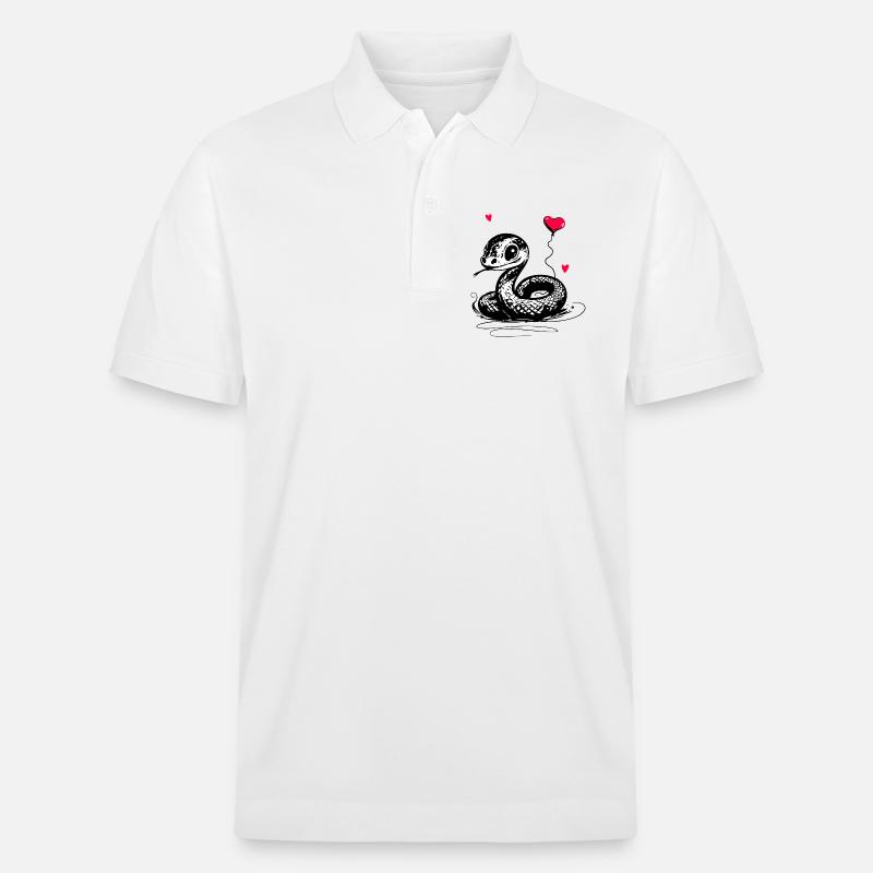 Schlange mit Herz Luftballon - Heartful Creatures - Stanley/Stella Unisex Bio-Poloshirt PREPSTER - Weiß