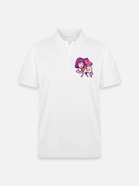 Pferdemädchen Pop-Art rosa - Stanley/Stella Unisex Bio-Poloshirt PREPSTER - Weiß