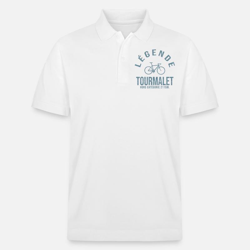 vélo Col Tourmalet cadeau velo - Polo PREPSTER bio Stanley/Stella Unisexe - blanc