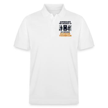 Appreciate Presence Of Awesome Elevator - Stanley/Stella Unisex Organic Polo Shirt PREPSTER - white - Front - Roxy (174cm) & Andy (188cm)