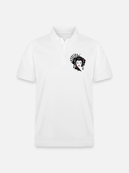 Geisha mit Kopfhörer - Stanley/Stella Unisex Bio-Poloshirt PREPSTER - Weiß