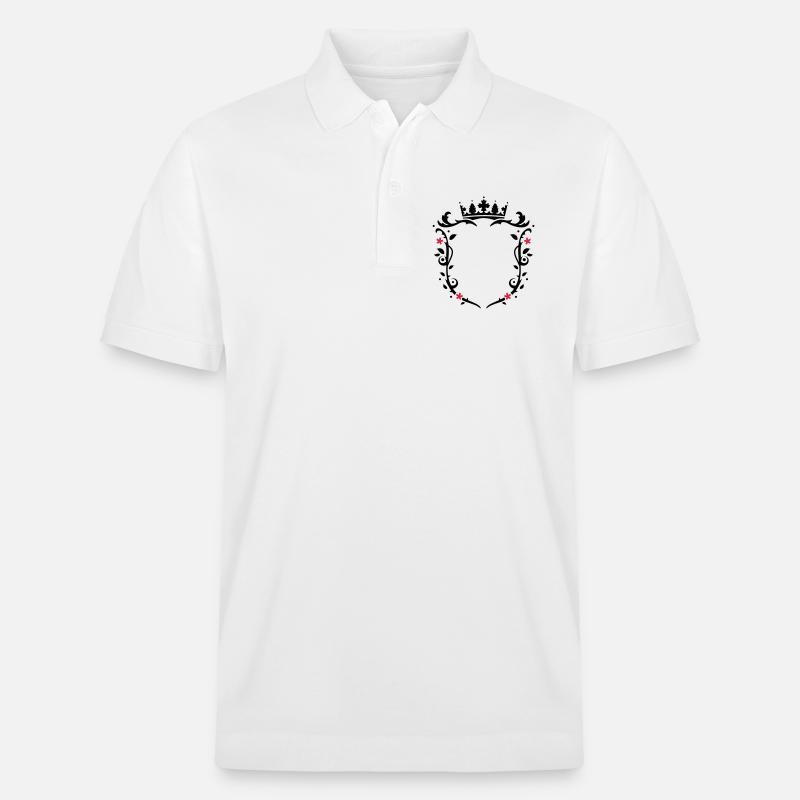 florales Wappen mit Krone - Stanley/Stella Unisex Bio-Poloshirt PREPSTER - Weiß