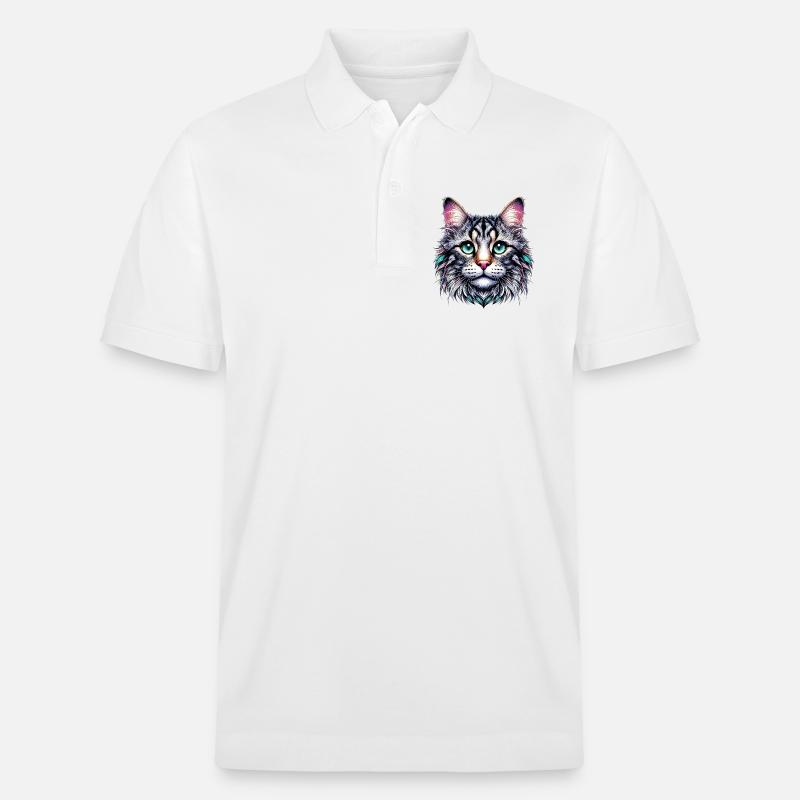 Katze - Stanley/Stella Unisex Bio-Poloshirt PREPSTER - Weiß