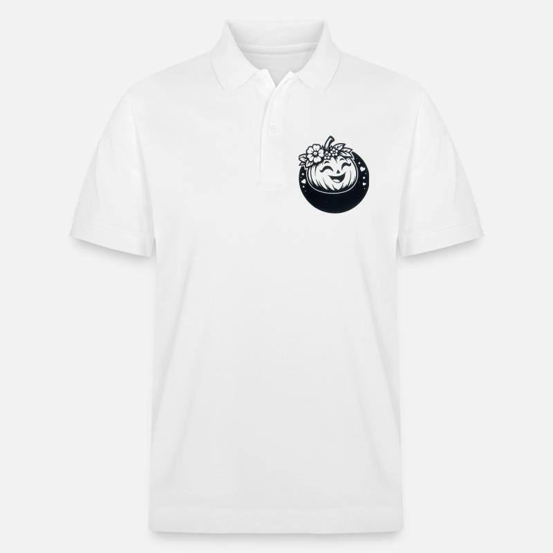 citrouille amicale avec des fleurs - Polo PREPSTER bio Stanley/Stella Unisexe - blanc