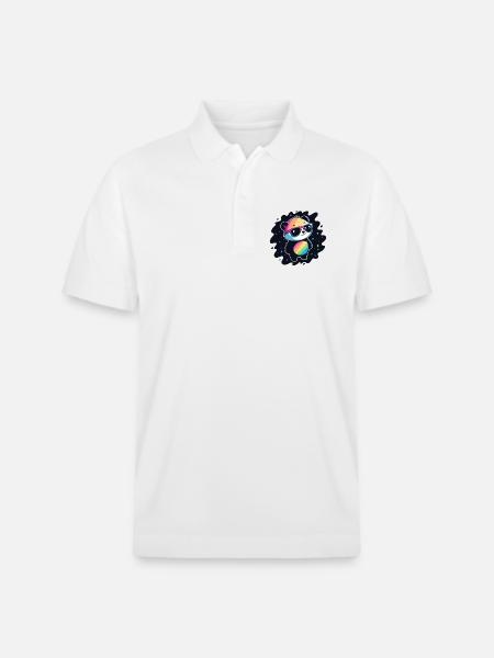 Panda Rainbow Galaxy Cool Glasses - Stanley/Stella Unisex Organic Polo Shirt PREPSTER - white
