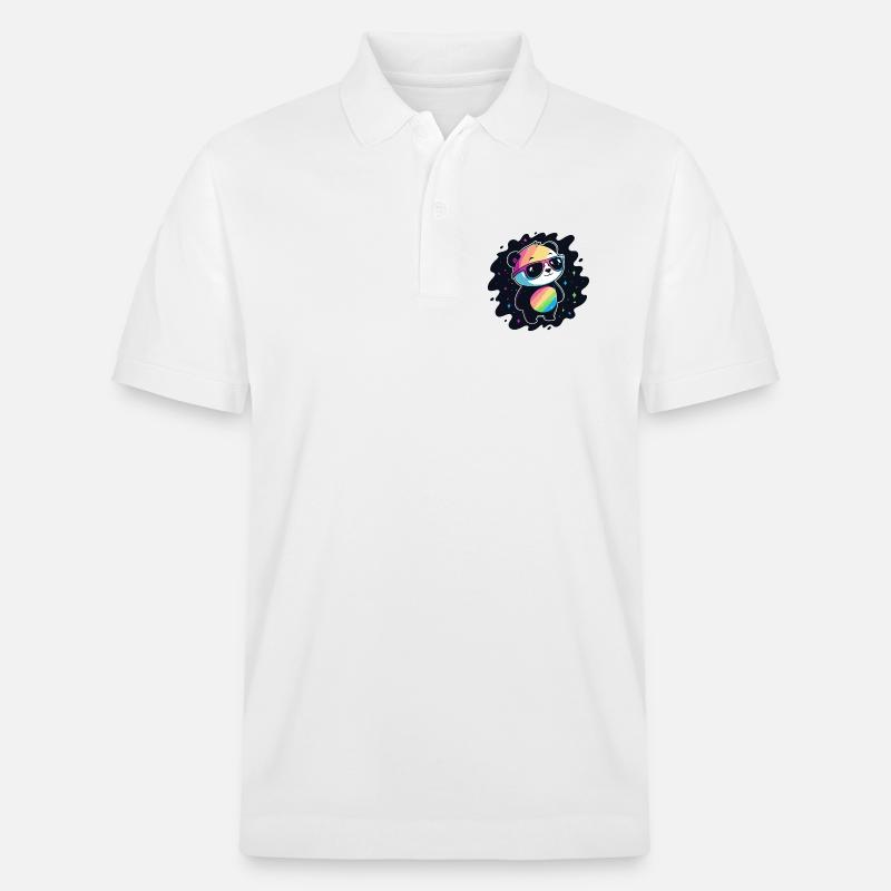 Panda Rainbow Galaxy Coole Brillen - Stanley/Stella Unisex Bio-Poloshirt PREPSTER - Weiß