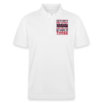Why Be Good At One Sport Triathlete Training Pro - Stanley/Stella Unisex Organic Polo Shirt PREPSTER - white - Front - Roxy (174cm) & Andy (188cm)