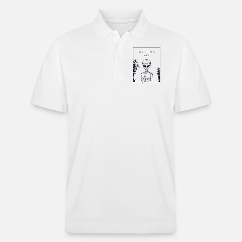 Aliens chinois Hanzi Alien OVNI - Polo PREPSTER bio Stanley/Stella Unisexe - blanc