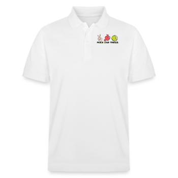 Peace Love Tennis Tennis Coach Tennis Player - Stanley/Stella Unisex Organic Polo Shirt PREPSTER - white - Front - Roxy (174cm) & Andy (188cm)