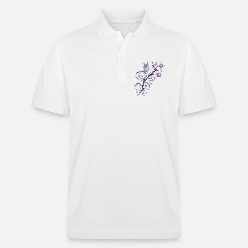 fleurs d'été. Vrille avec papillon - Polo PREPSTER bio Stanley/Stella Unisexe - blanc
