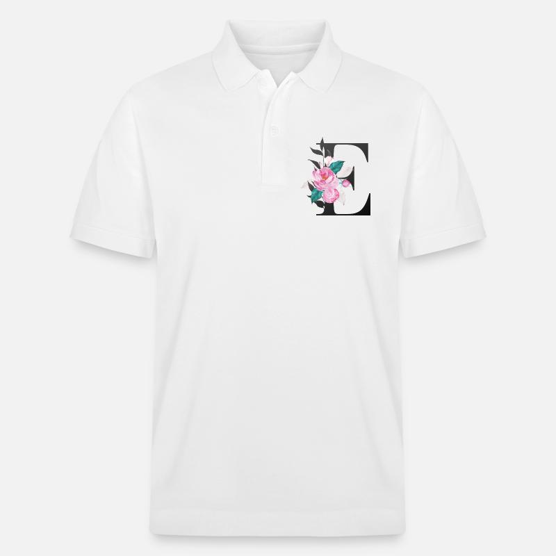 Eleganter Buchstabe 'E' mit Blumen - Stanley/Stella Unisex Bio-Poloshirt PREPSTER - Weiß