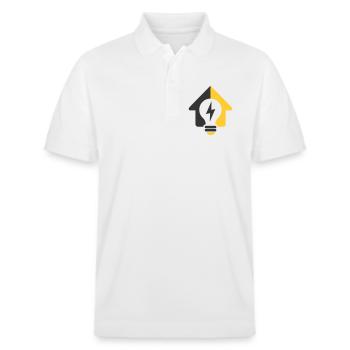 Elektro Haus Glühbirne Logo - Stanley/Stella Unisex Bio-Poloshirt PREPSTER - Weiß - Vorne - Roxy (174cm) & Andy (188cm)