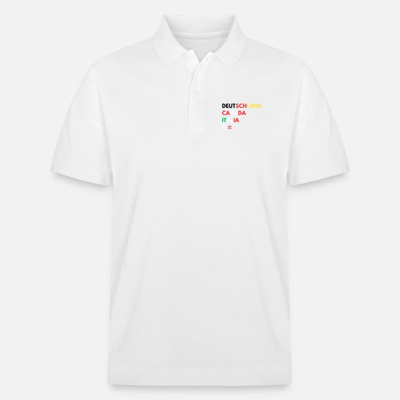 Länderfarben Schriftzug Collage - Stanley/Stella Unisex Bio-Poloshirt PREPSTER - Weiß