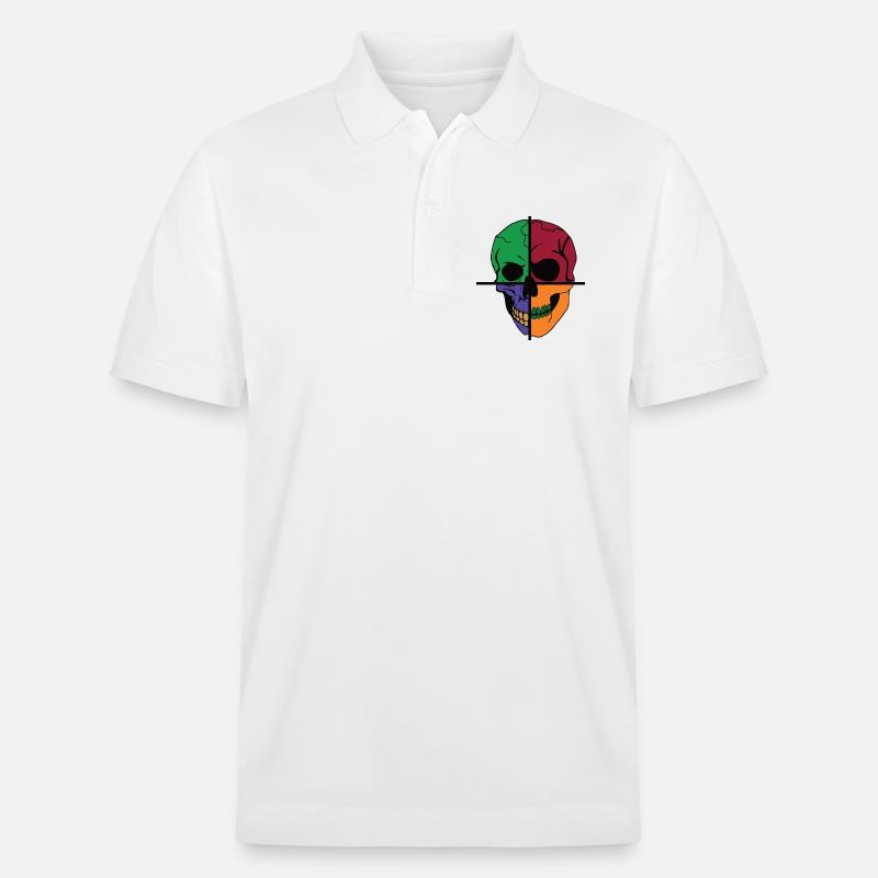 Vier geteilter Skelettschädel - Stanley/Stella Unisex Bio-Poloshirt PREPSTER - Weiß
