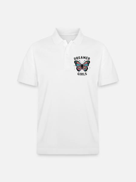 Heller bunter Schmetterling - Stanley/Stella Unisex Bio-Poloshirt PREPSTER - Weiß