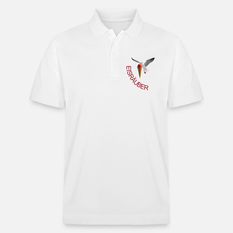 Möwe mit Eiscreme Eisräuber - Stanley/Stella Unisex Bio-Poloshirt PREPSTER - Weiß