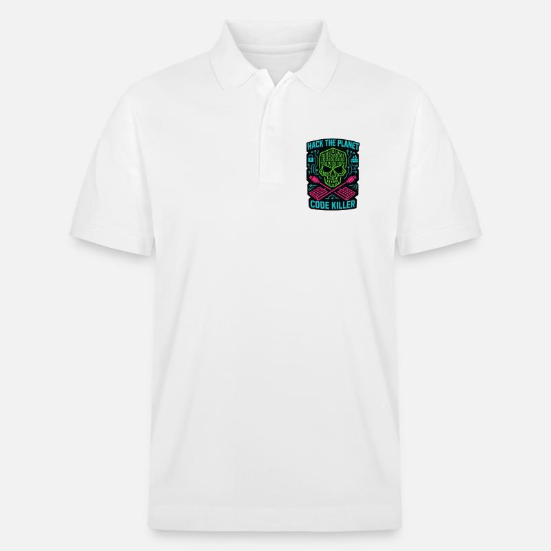 Hack the Planet Code Killer – Cybersicherheit - Stanley/Stella Unisex Bio-Poloshirt PREPSTER - Weiß