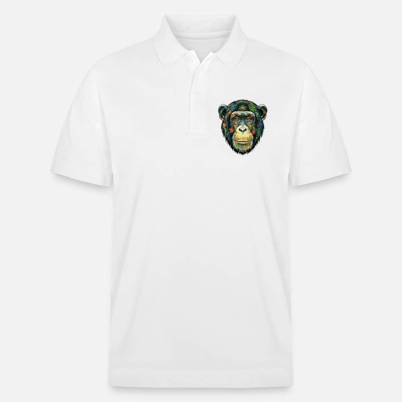 Bunte Schimpansenblüten - Stanley/Stella Unisex Bio-Poloshirt PREPSTER - Weiß