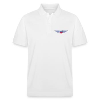 Stylisches Slowenien Design - Stanley/Stella Unisex Bio-Poloshirt PREPSTER - Weiß - Vorne - Roxy (174cm) & Andy (188cm)