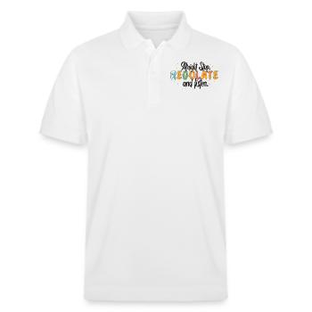 Aufhören Regulieren Und Zuhören Lehrer - Stanley/Stella Unisex Bio-Poloshirt PREPSTER - Weiß - Vorne - Roxy (174cm) & Andy (188cm)