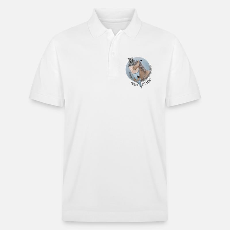 Endlich Kitakind Pferd mit Schultüte Blau - Stanley/Stella Unisex Bio-Poloshirt PREPSTER - Weiß