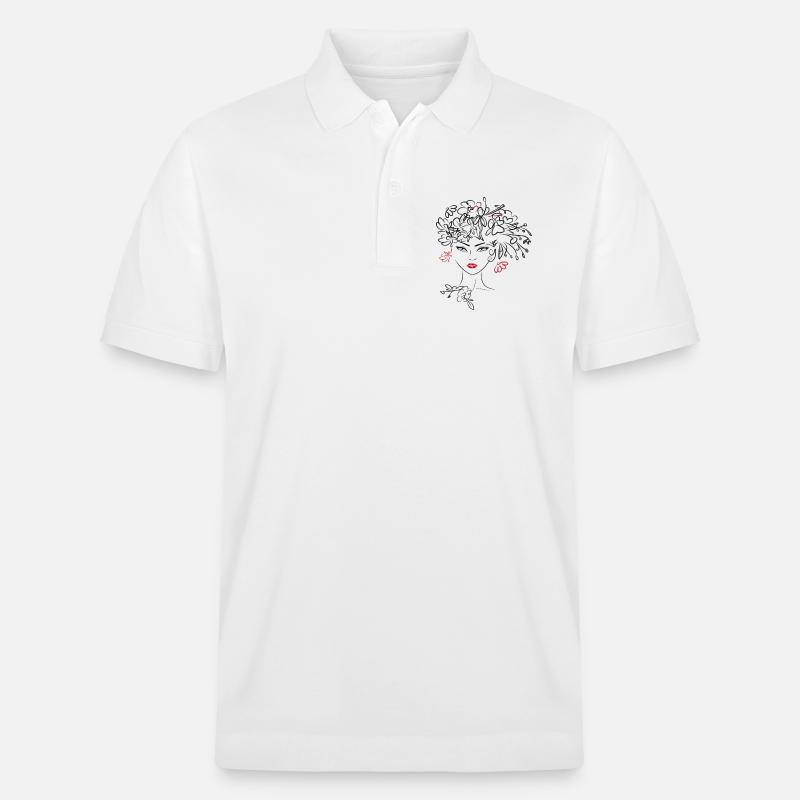Frauenkopf mit Blüten - Stanley/Stella Unisex Bio-Poloshirt PREPSTER - Weiß