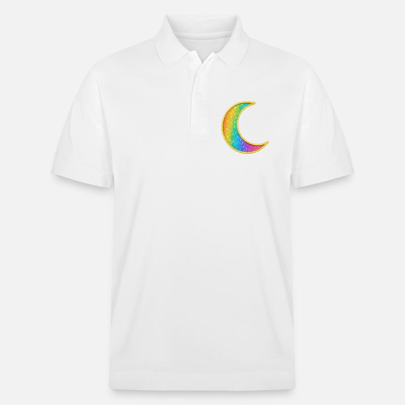 Conception de paillettes de lune arc-en-ciel - Polo PREPSTER bio Stanley/Stella Unisexe - blanc