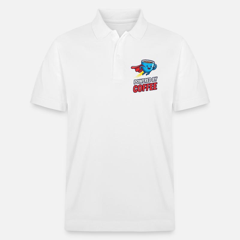 Kaffee Superheld mit Cape - Stanley/Stella Unisex Bio-Poloshirt PREPSTER - Weiß