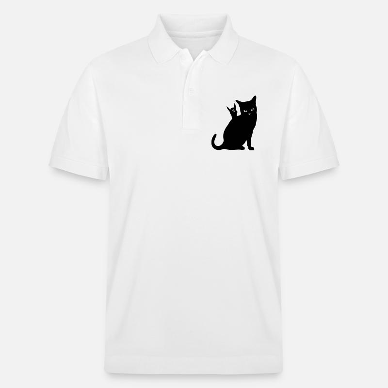 Schwarze Katze – Devil Horns Silhouette - Stanley/Stella Unisex Bio-Poloshirt PREPSTER - Weiß