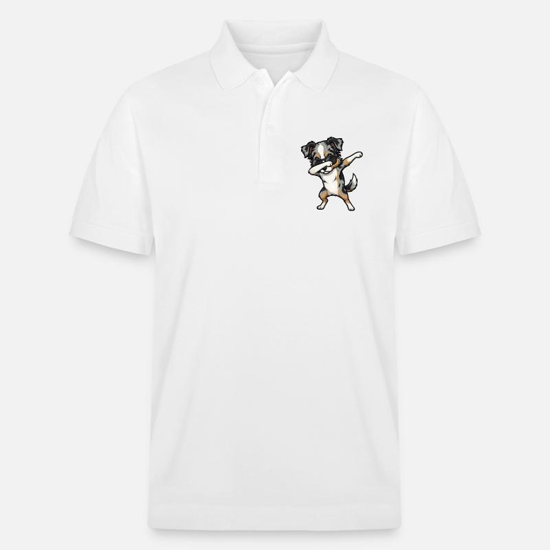 Dabbing Australian Shepherd - Stanley/Stella Unisex Bio-Poloshirt PREPSTER - Weiß