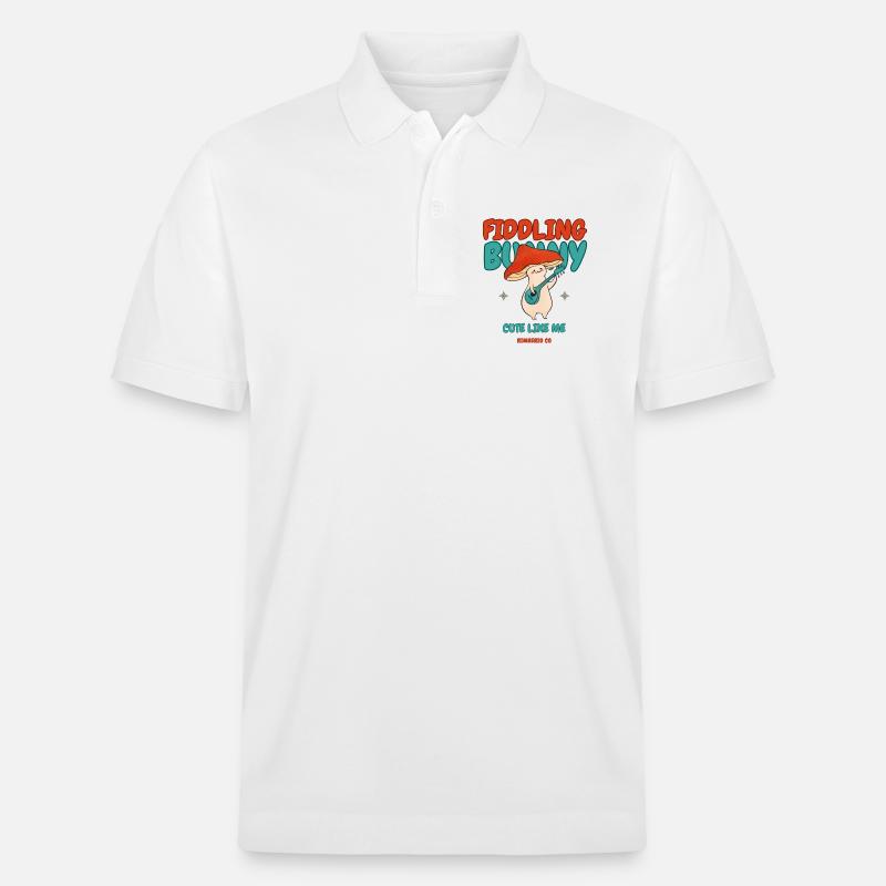 Fiddling Magic Mushroom Rabbit - Stanley/Stella Unisex Bio-Poloshirt PREPSTER - Weiß