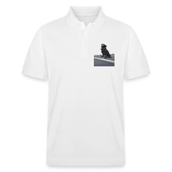Raven as a police officer on the street - Stanley/Stella Unisex Organic Polo Shirt PREPSTER - white - Front - Roxy (174cm) & Andy (188cm)