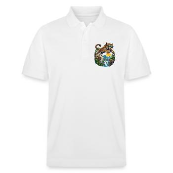 Actionreicher Jaguar für kleine Abenteurer  - Stanley/Stella Unisex Bio-Poloshirt PREPSTER - Weiß - Vorne - Roxy (174cm) & Andy (188cm)