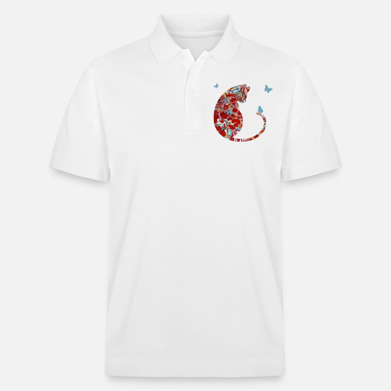 Chat avec Papillon E 251 - Polo PREPSTER bio Stanley/Stella Unisexe - blanc