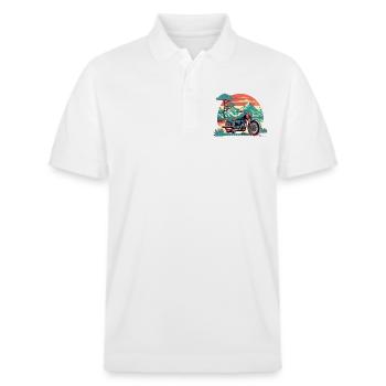 MOTORCYCLE - Stanley/Stella Unisex Organic Polo Shirt PREPSTER - white - Front - Roxy (174cm) & Andy (188cm)