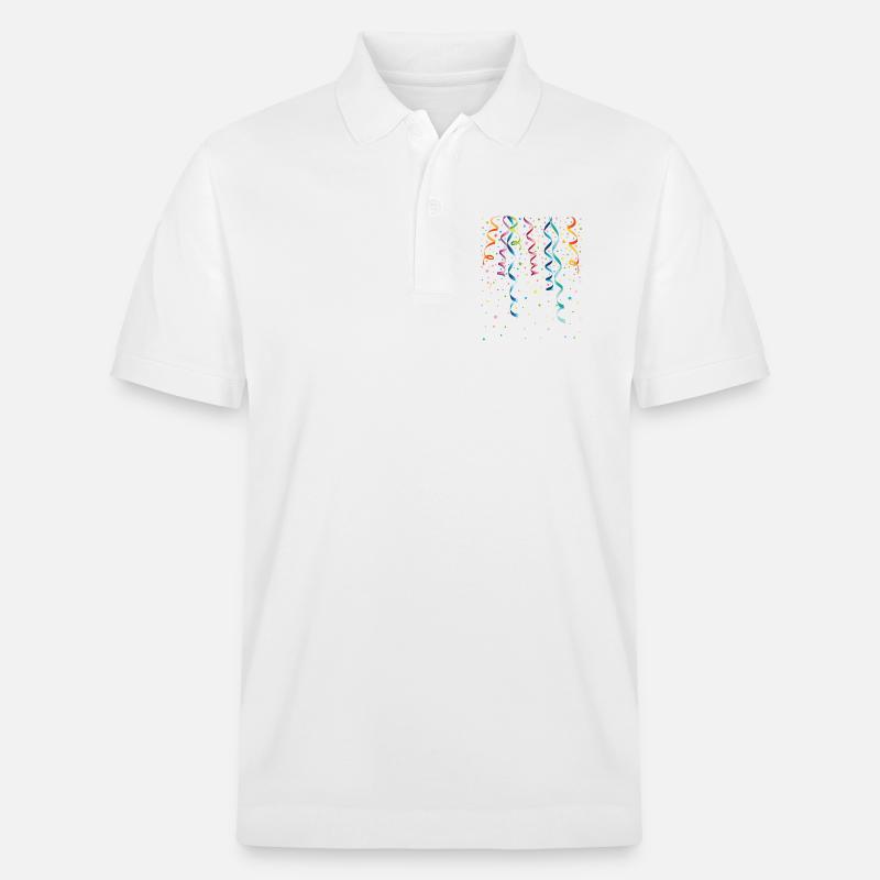 Silvester. Bunte Luftschlangen mit Konfetti. - Stanley/Stella Unisex Bio-Poloshirt PREPSTER - Weiß